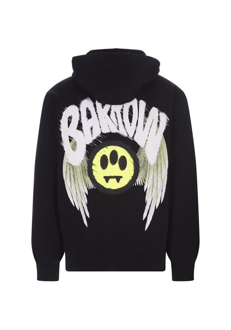 Black Hoodie with Front and Back Logo Print BARROW | F3BWUAHS134110