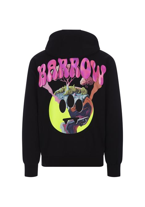 Black Hoodie With Graphic Print and Shiny Barrow Lettering BARROW | F3BWUAHS163110