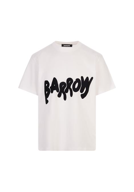 White T-Shirt With Contrast Lettering Logo BARROW | F3BWUATH094002