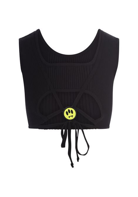 Black Ribbed Crop Top With Back Fastening BARROW | F3BWWOTO112110