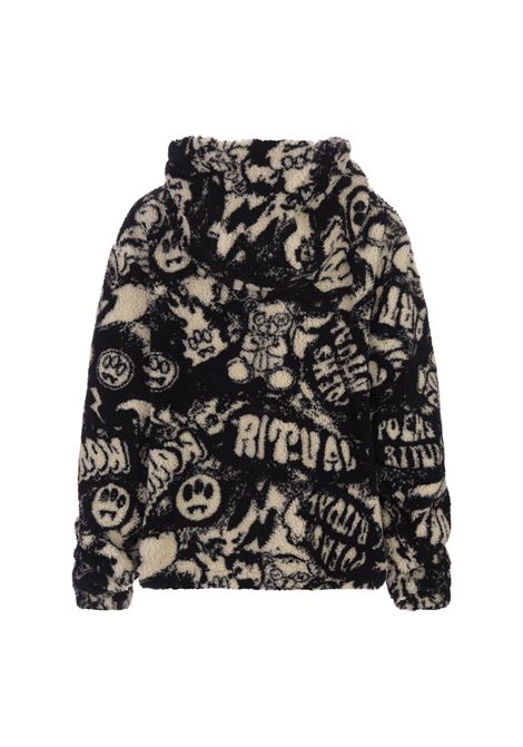 Black and Ivory Logoed Teddy Fabric Jacket BARROW | F3BWWOZH044BW009