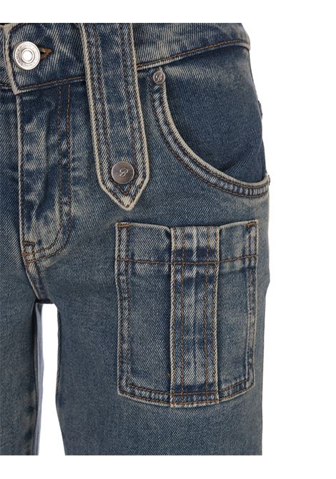 Jeans Cargo a Gamba Dritta Blu Medio BLUMARINE | 2J083AN0631