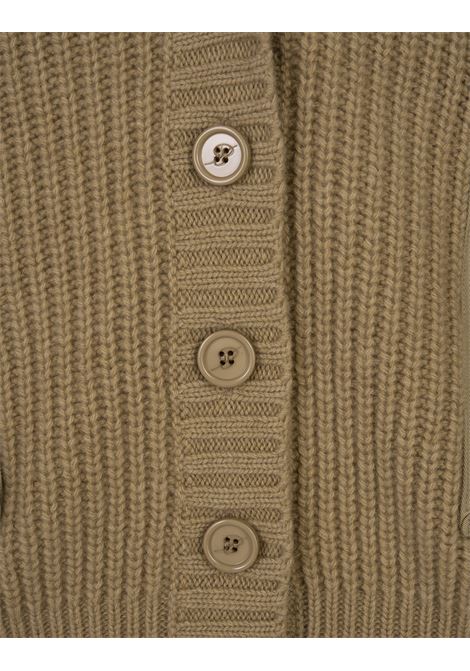 Beige Maxi Cardigan With Faux Fur On Neckline BLUMARINE | 2M377AN0822