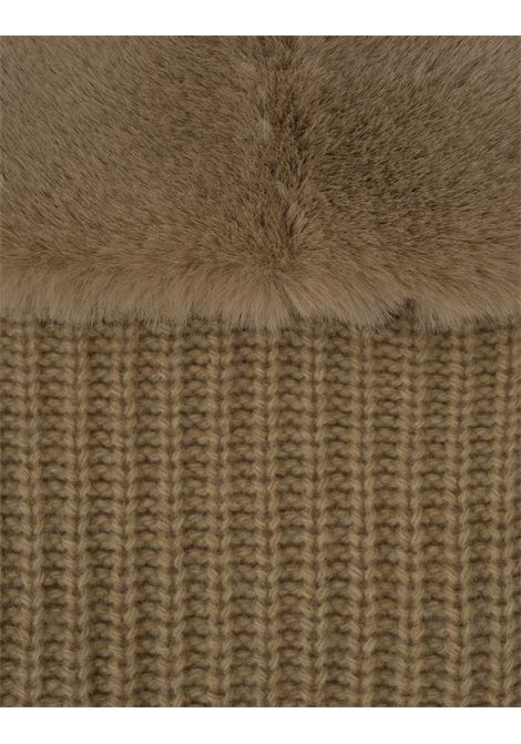 Beige Maxi Cardigan With Faux Fur On Neckline BLUMARINE | 2M377AN0822