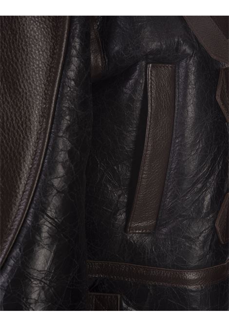 Black Shearling Jacket With Decorative Straps BLUMARINE | 4L015AP9905