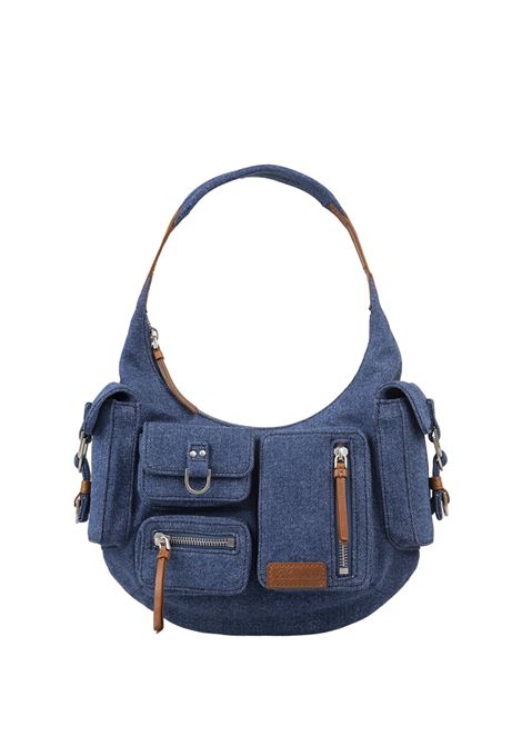 Small Cargo Bag In Blue Denim With Pockets BLUMARINE | HW184AN0631