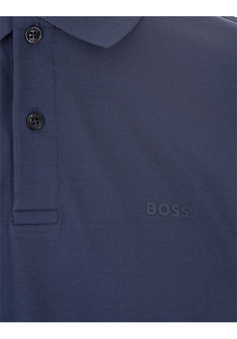 Blue Regular Fit Polo Shirt With Rubberized Logo BOSS | 50467113475