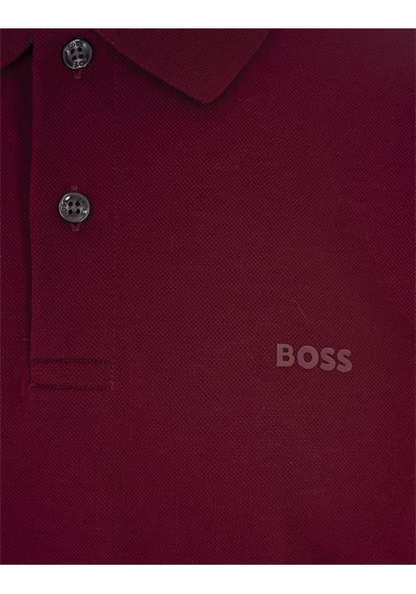 Dark Red Regular Fit Polo Shirt With Rubberized Logo BOSS | 50467113602