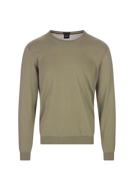 Slim Fit Sweater In Khaki Virgin Wool BOSS | 50468239336