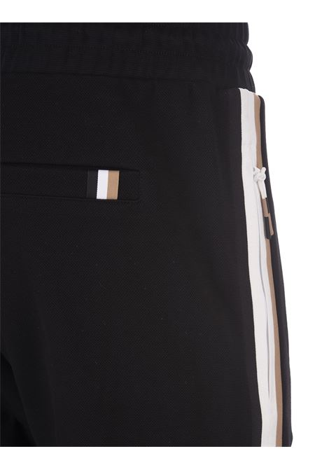 Black Cotton Blend Joggers With Signature Stripes BOSS | 50494609001