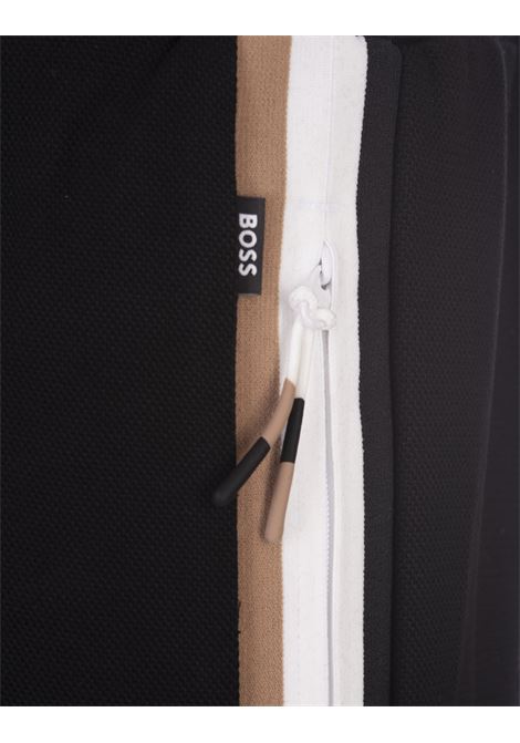 Black Cotton Blend Joggers With Signature Stripes BOSS | 50494609001
