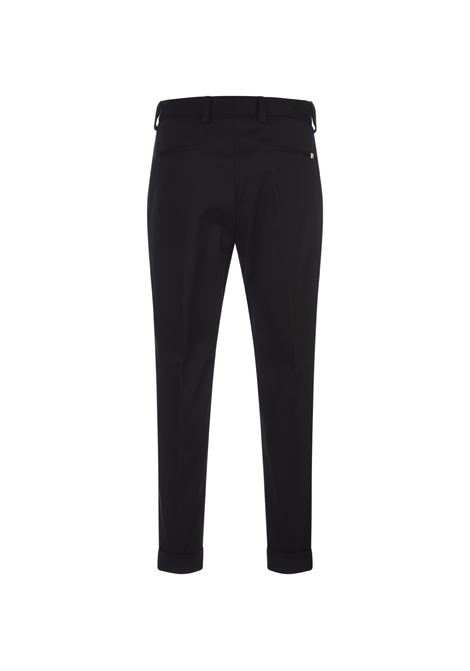 Black Stretch Cotton Trousers With Front Pleat BOSS | 50497228001