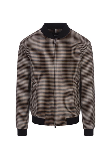 Beige Slim Fit Jacket In Elasticised Material with Check BOSS | 50497527260