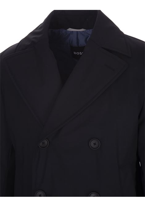Dark Blue Slim Fit Coat In Stretch Wool With Water Repellent Coating BOSS | 50498100404