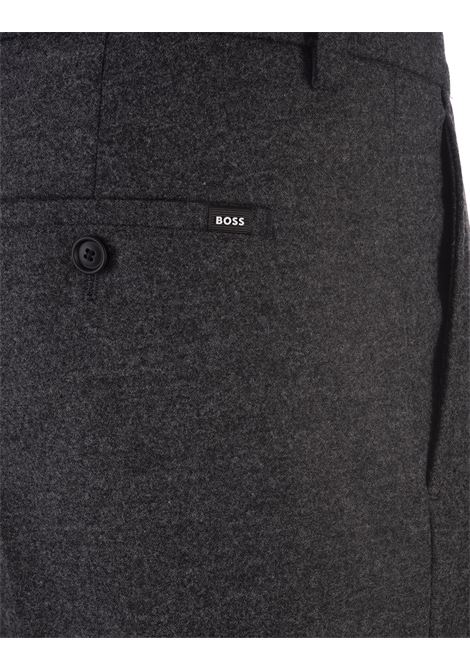 Stretch Wool Blend Tapered Trousers In Anthracite BOSS | 50502548021