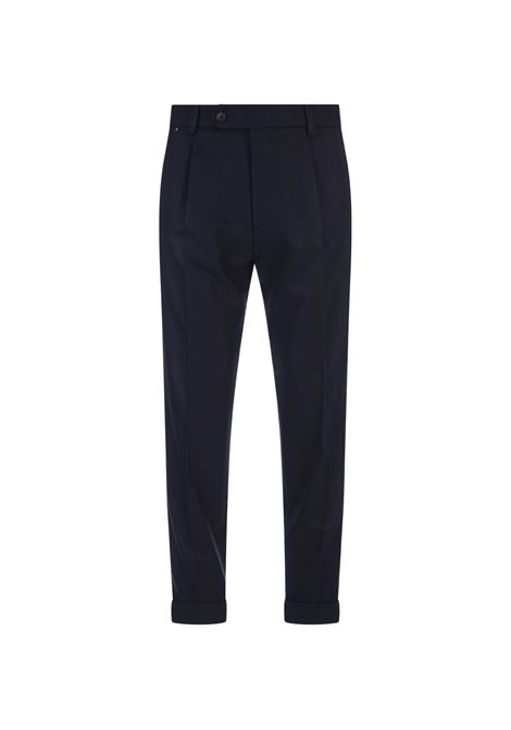 Stretch Wool Blend Tapered Trousers In Blue BOSS | 50502548404