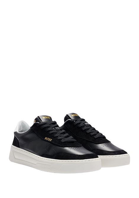 Black Leather and Suede Low-Top Sneakers BOSS | 50503718005
