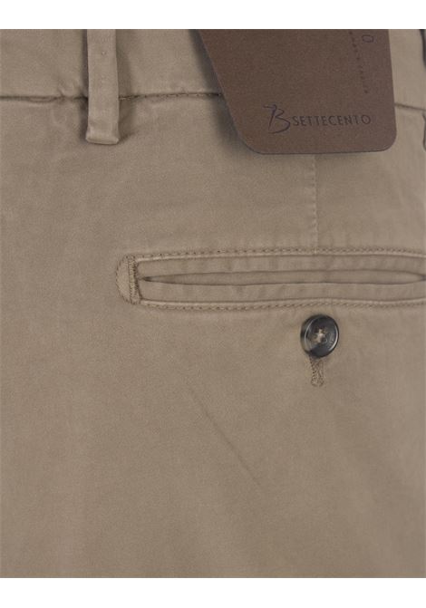 Beige Stretch Cotton Slim Fit Trousers BSETTECENTO | MH700-6029AI83