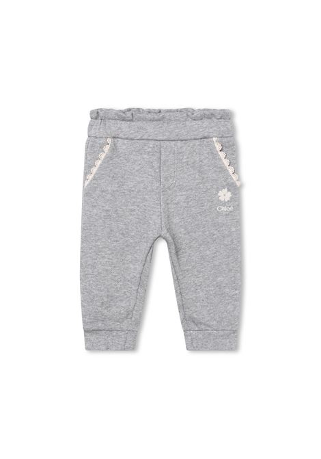 Grey Joggers With Contrasting Details Chloé Kids | C04341A38