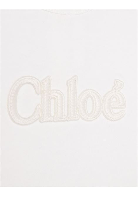 White T-Shirt With Embroidered Logo Chloé Kids | C05450117