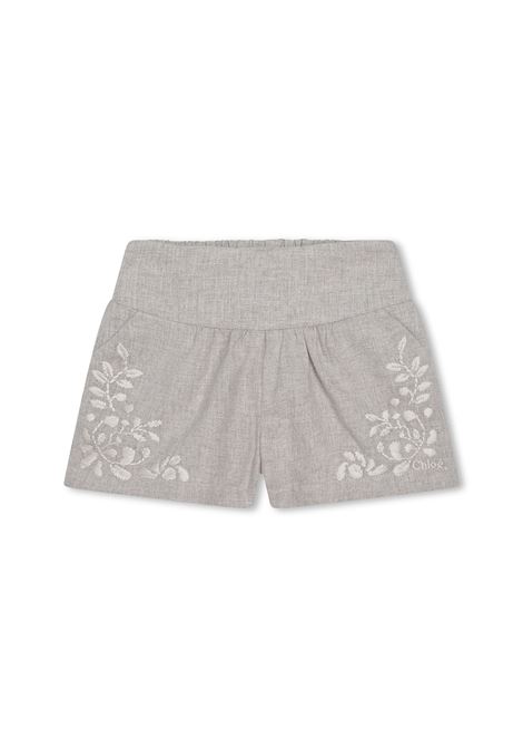 White and Grey Set With Ruffles and Embroidery Chloé Kids | C08056N02