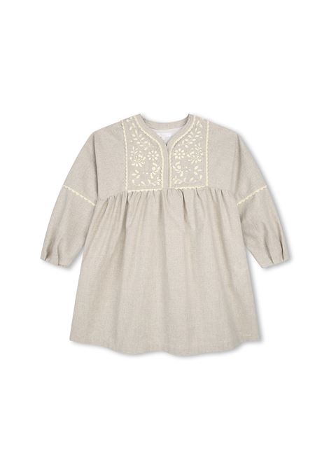 Grey Dress With Contrasting Floral Embroidery Chloé Kids | C12934C10