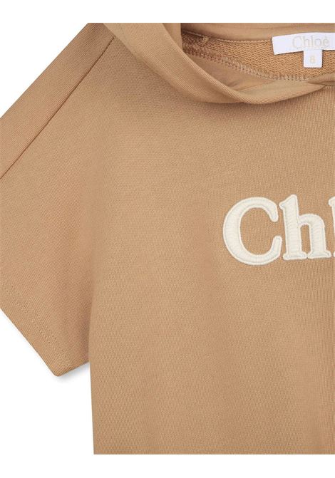 Stone Maxi Sweatshirt Dress With Logo Chloé Kids | C12940231