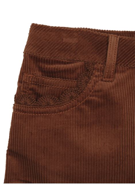 Brown Corduroy Mini Skirt With Scalloped Hems Chloé Kids | C13291278