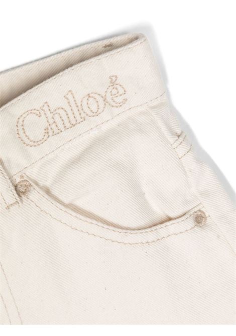 Jeans Dritti In Denim Avorio Chloé Kids | C14740Z32