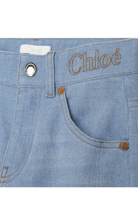Jeans A Palazzo In Denim Patchwork Blu Chloé Kids | C14744Z10