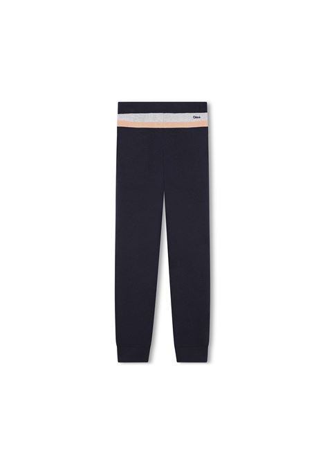 Navy Blue Joggers With Contrasting Stripes On The Back Chloé Kids | C14749859