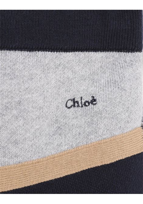Navy Blue Joggers With Contrasting Stripes On The Back Chloé Kids | C14749859
