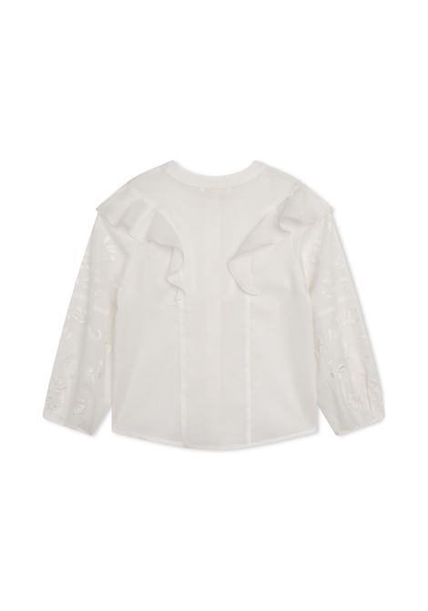 White Shirt With Ruffles and Embroidery Chloé Kids | C15E16117