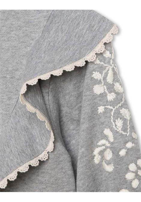 Grey Sweatshirt With Ruffles and Contrasting Embroideries Chloé Kids | C15E25A38