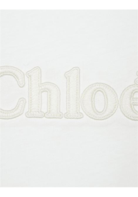 T-Shirt Bianca Con Logo Chloé Kids | C15E35117