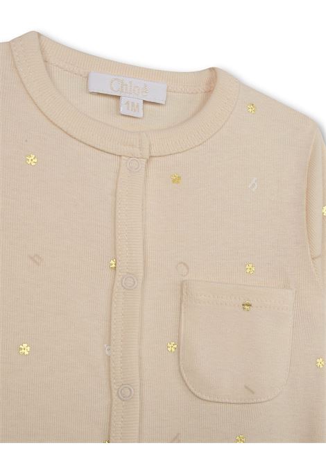 Pajamas With Beanie In Pink With Golden Flowers All-Over Chloé Kids | C97308440