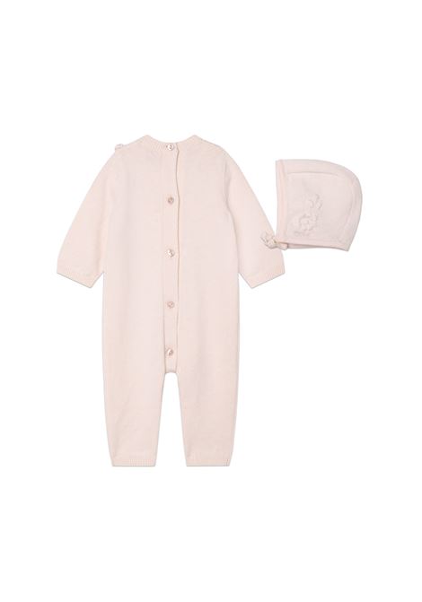 Playsuit and Cap In Pink With Floral Embroidery Chloé Kids | C98281440