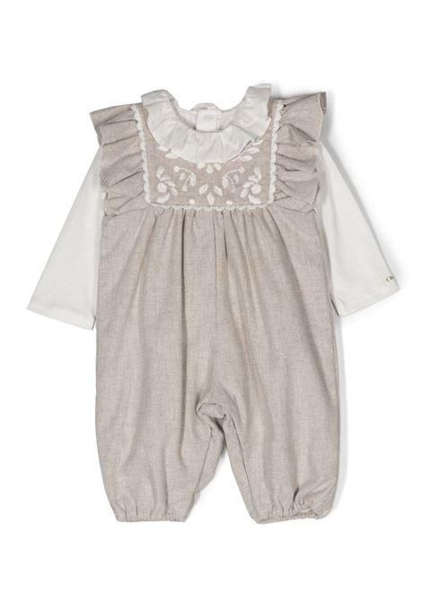 Taupe and White Set With Floral Embroidery Chloé Kids | C98282C10