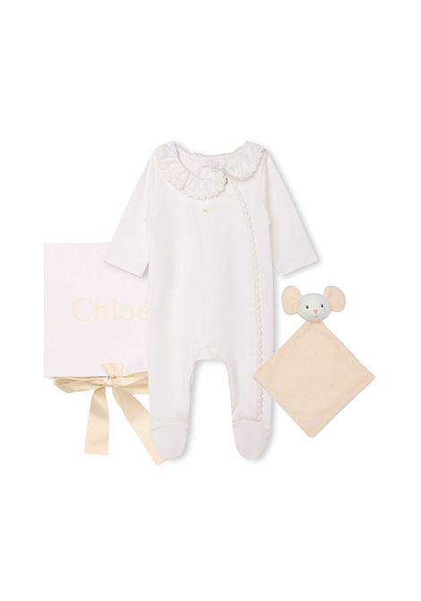 Gift Set With White Playsuit and Pink Doudou Chloé Kids | C9K231117