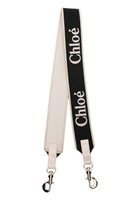 Black and Ivory Canvas Shoulder Strap With Logo Chloé | C23AK989L50915
