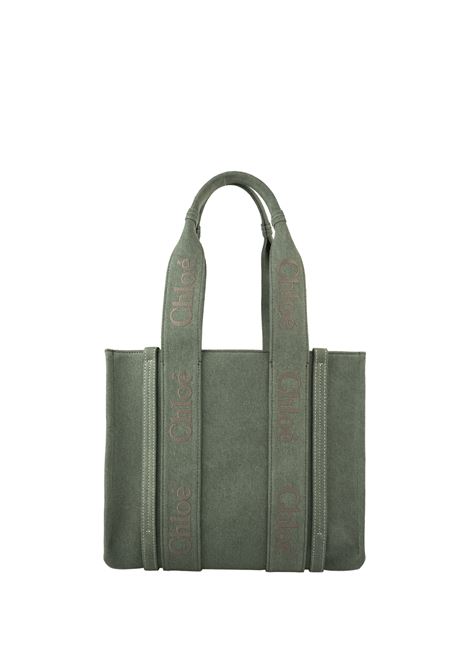 Green Woody Medium Shopping Bag With Shoulder Strap Chloé | C23AS383L123E8