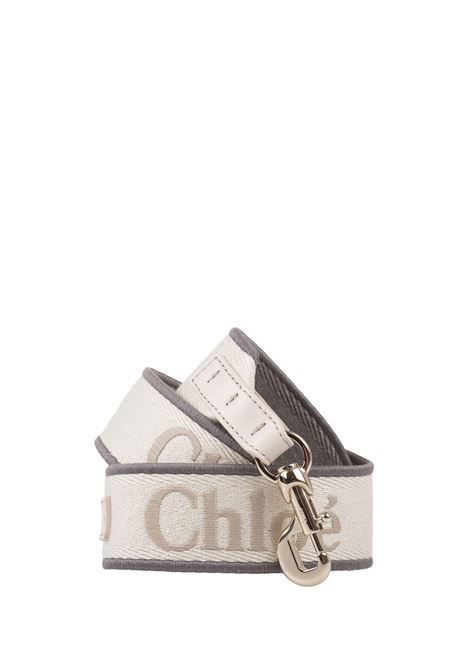 White Linen Bag Strap With Logo Chloé | C23UK989K32084