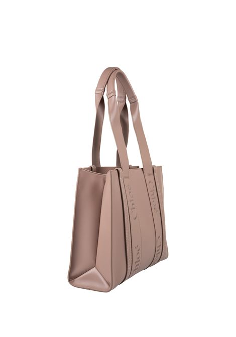 Woody Medium Shopping Bag In Woodrose Leather Chloé | C23US383I60527