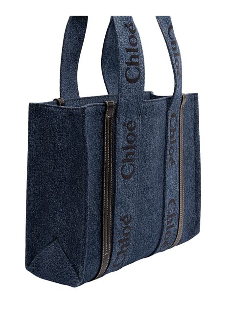 Blue Denim Woody Medium Shopping Bag Chloé | C23US383K3545D