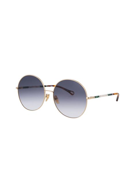 Round Gold Sunglasses With Grey Gradient Lenses Chloé | CH0112S001