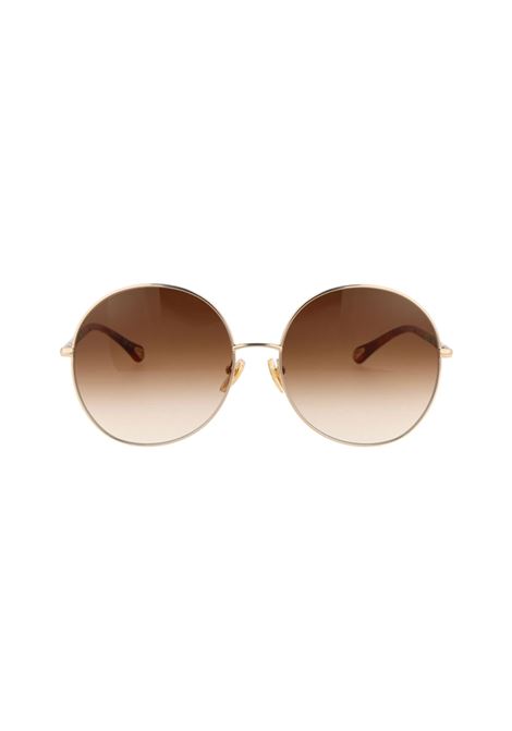 Round Gold Sunglasses With Brown Gradient Lenses Chloé | CH0112S002