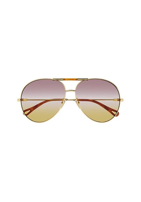 Gradient Aviator Sunglasses In Gold/Pink/Yellow Chloé | CH0113S004