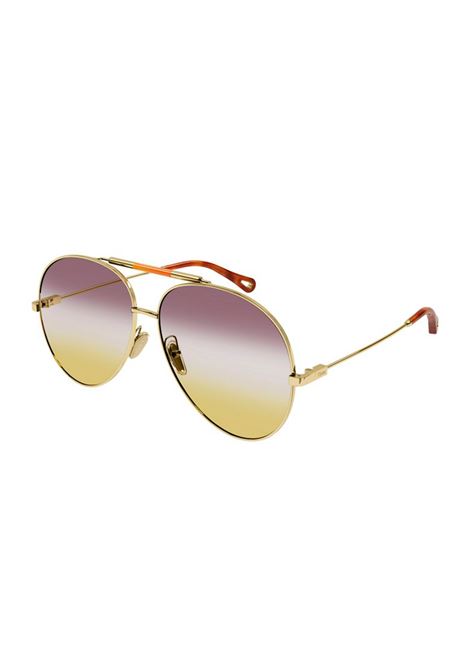 Gradient Aviator Sunglasses In Gold/Pink/Yellow Chloé | CH0113S004