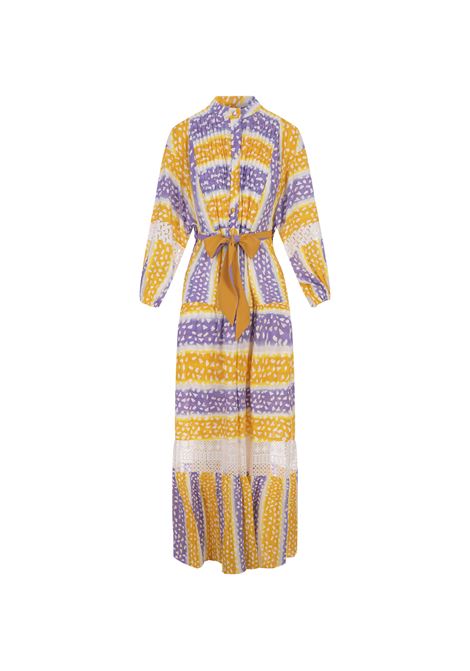 Yellow and Purple Printed Long Dress With Embroidery DIANE VON FURSTENBERG | DVFDL2R005SBLPD