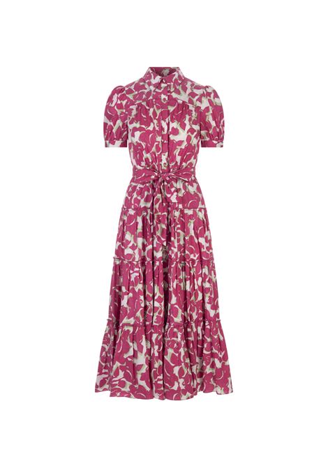 Queena Cotton Dress in Flora Nocturna Pink DIANE VON FURSTENBERG | DVFDS2R004FLNPM